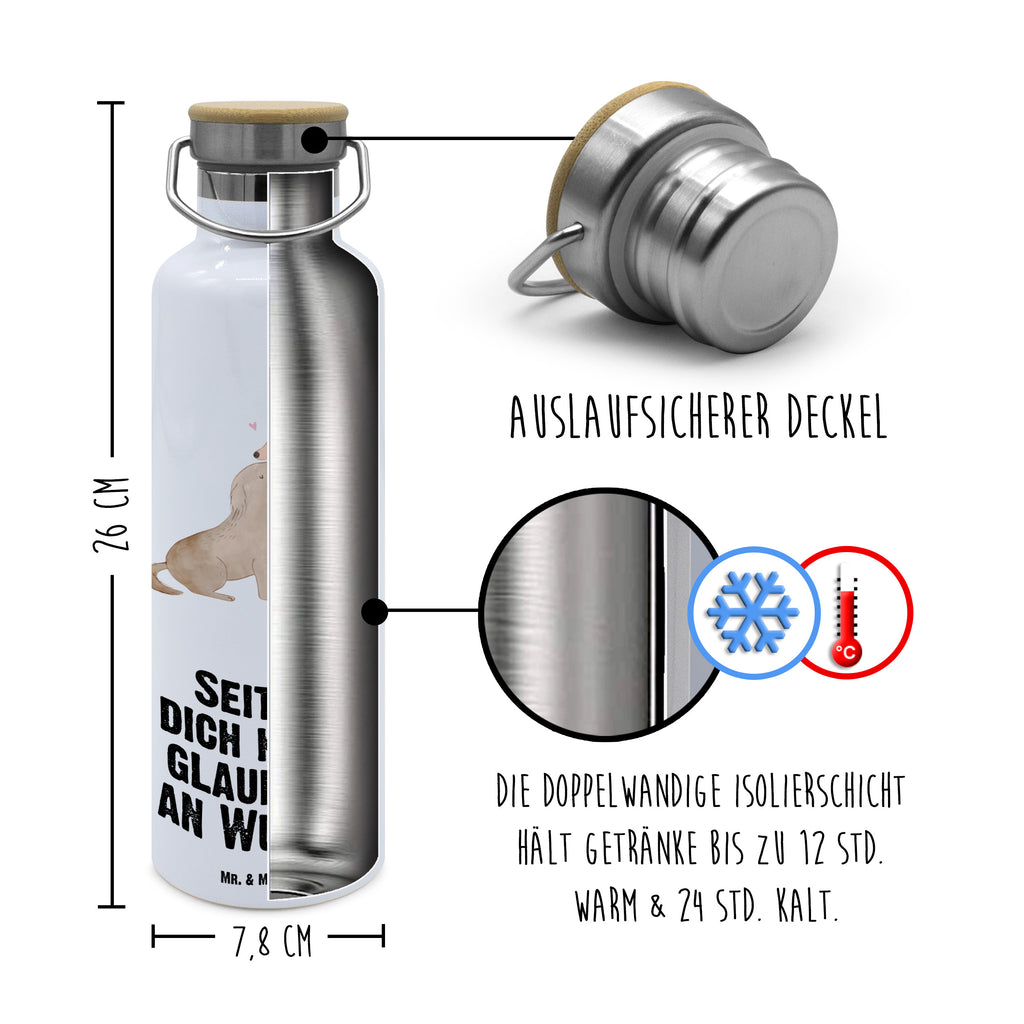 Trinkflasche Hunde Liebe Thermosflasche, Isolierflasche, Edelstahl, Trinkflasche, isoliert, Wamrhaltefunktion, Sportflasche, Flasche zum Sport, Sportlerflasche, Hund, Hundemotiv, Haustier, Hunderasse, Tierliebhaber, Hundebesitzer, Sprüche, Liebe, Hund. Hunde, Kuss, Vertrauen, Kuscheln, Herz