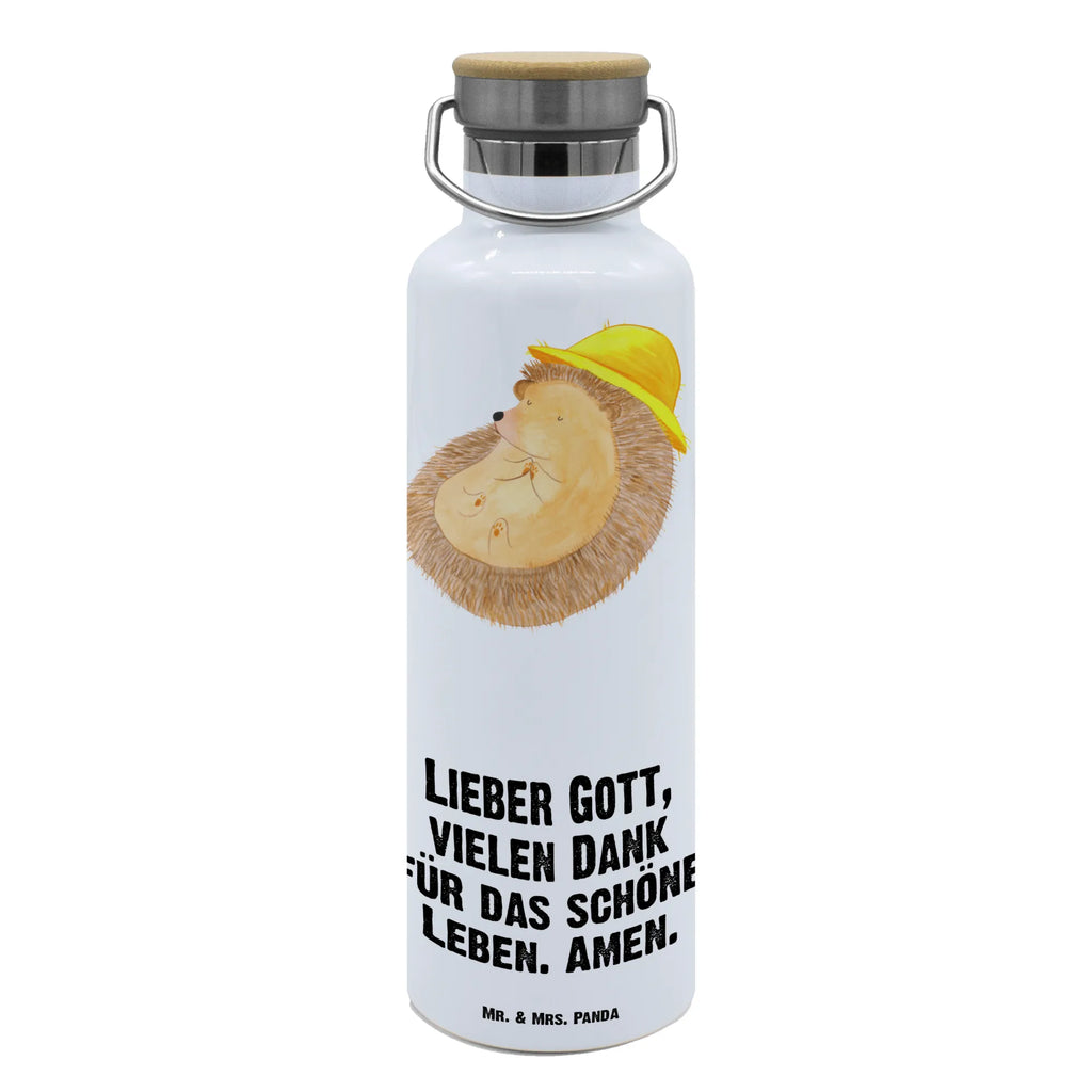 Trinkflasche Igel Beten Thermosflasche, Isolierflasche, Edelstahl, Trinkflasche, isoliert, Wamrhaltefunktion, Sportflasche, Flasche zum Sport, Sportlerflasche, Tiermotive, Gute Laune, lustige Sprüche, Tiere, Igel, Igel mit Hut, Sonnenhut, Gott, Amen, beten, Leben, Dankbarkeit, Dankbar sein, dankbar, genießen