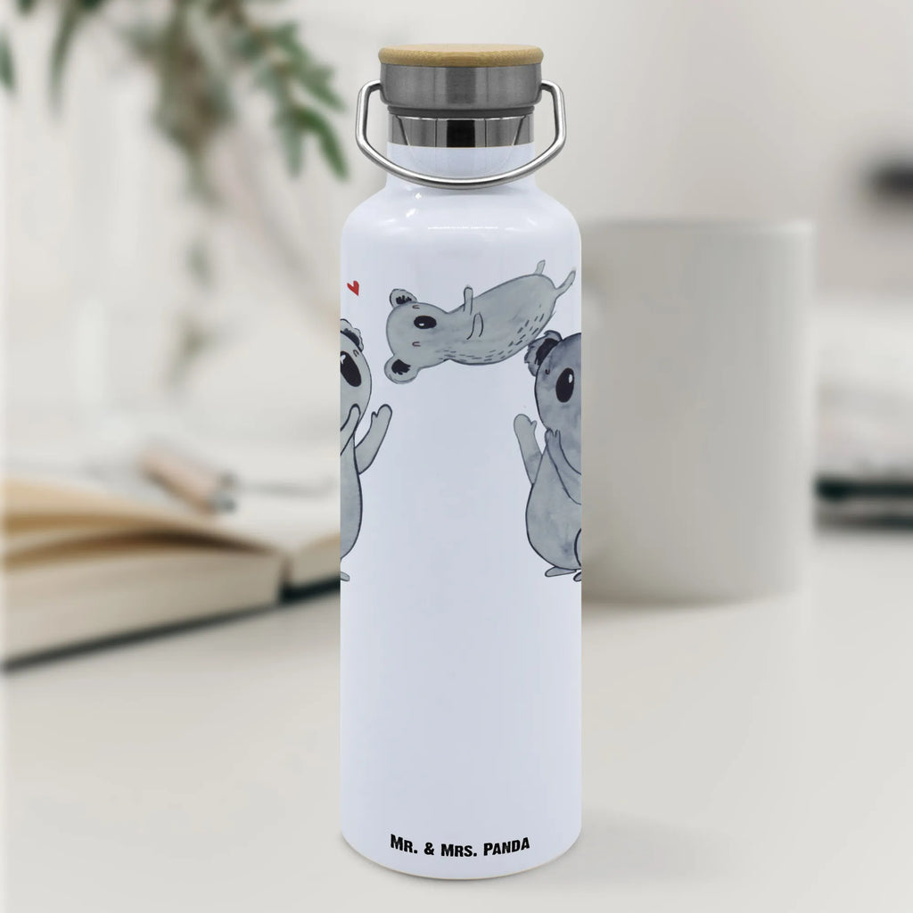 Trinkflasche Koalas Feiern Thermosflasche, Isolierflasche, Edelstahl, Trinkflasche, isoliert, Wamrhaltefunktion, Sportflasche, Flasche zum Sport, Sportlerflasche, Geburtstag, Geburtstagsgeschenk, Geschenk, Koala, Familie, Kind, Eltern, Herz, Liebe