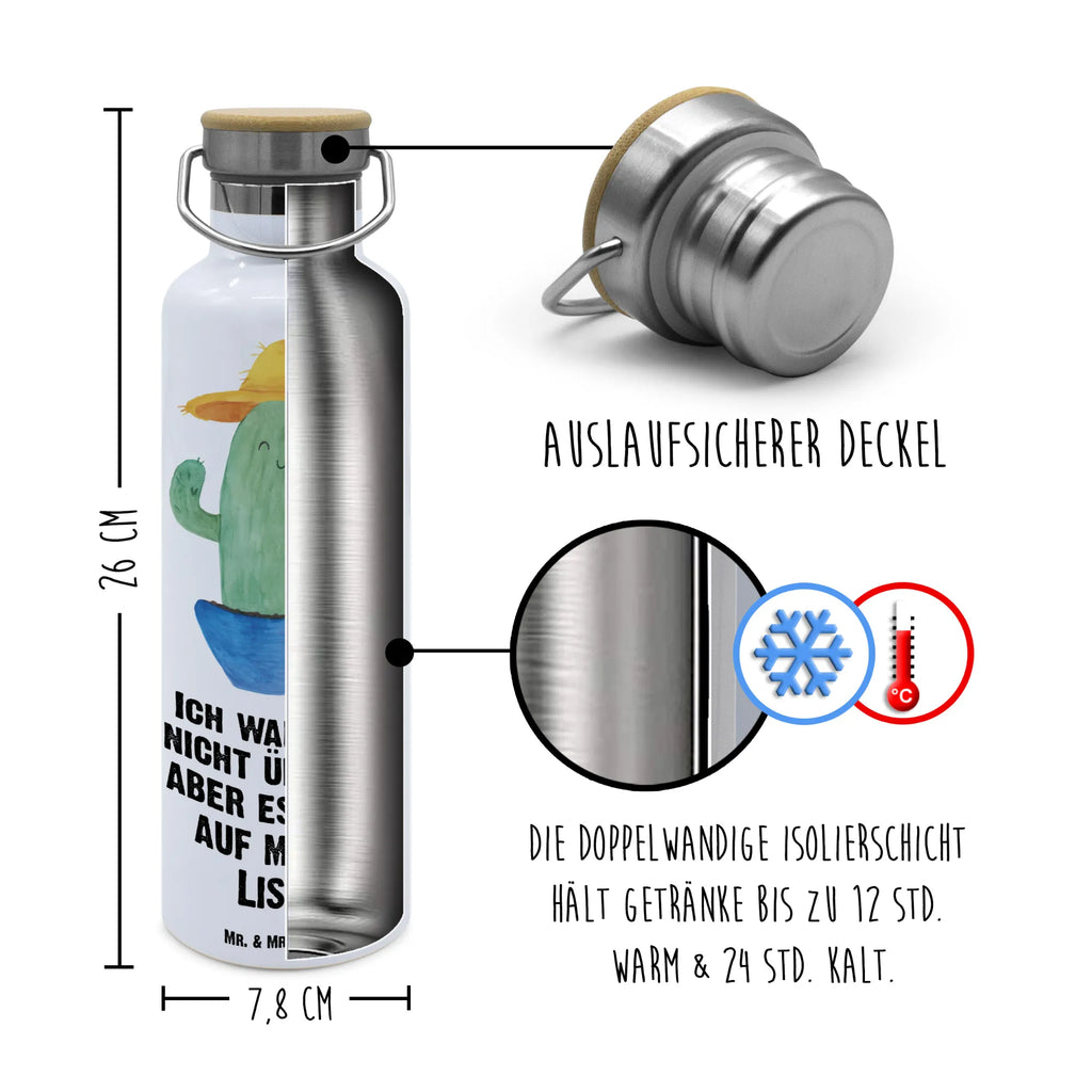 Trinkflasche Kaktus Hut Thermosflasche, Isolierflasche, Edelstahl, Trinkflasche, isoliert, Wamrhaltefunktion, Sportflasche, Flasche zum Sport, Sportlerflasche, Kaktus, Kakteen, Reisen, Weltreise, Weltenbummler, Reisetagebuch, Städtetrip, Kaktusliebe, Geschenkidee, Spruch, Motivation