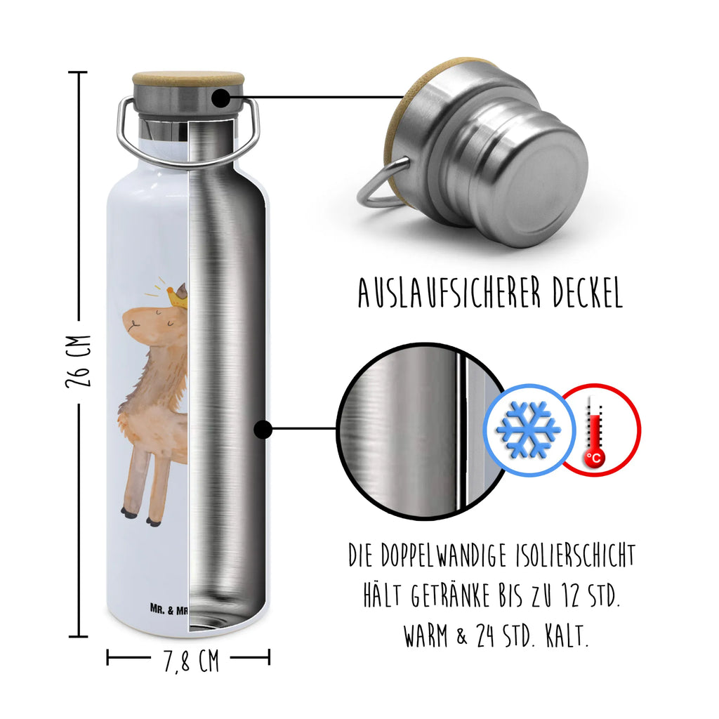 Trinkflasche Lama König Thermosflasche, Isolierflasche, Edelstahl, Trinkflasche, isoliert, Wamrhaltefunktion, Sportflasche, Flasche zum Sport, Sportlerflasche, Lama, Alpaka, Lamas, König, Königin, Freundin, Mama, Papa, Büro Kollege, Kollegin, Chef, Vorgesetzter, Abi, Abitur