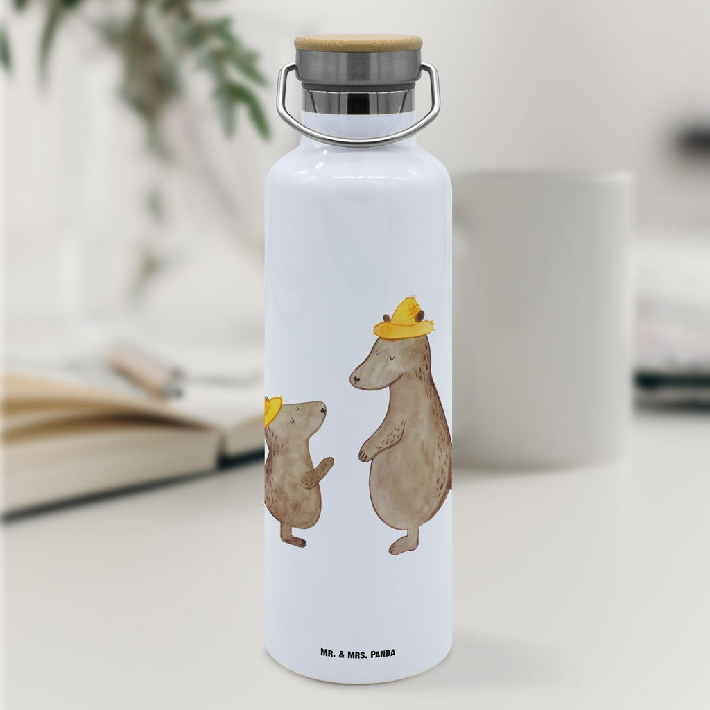 Trinkflasche Bären mit Hut Thermosflasche, Isolierflasche, Edelstahl, Trinkflasche, isoliert, Wamrhaltefunktion, Sportflasche, Flasche zum Sport, Sportlerflasche, Familie, Vatertag, Muttertag, Bruder, Schwester, Mama, Papa, Oma, Opa, Bär, Bären, Vater, Papi, Paps, Dad, Daddy, Lieblingsmensch, Sohn, Söhne, Kind, Kinder, Vater-Sohn, Family, Vorbild