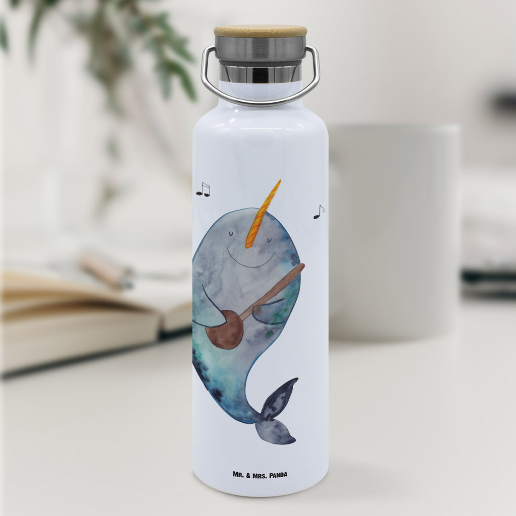 Trinkflasche Narwal Gitarre Thermosflasche, Isolierflasche, Edelstahl, Trinkflasche, isoliert, Wamrhaltefunktion, Sportflasche, Flasche zum Sport, Sportlerflasche, Meerestiere, Meer, Urlaub, Narwal, Wal, Tanzen, Probleme, Problemlösung, Frust, Gespräche, Gitarre