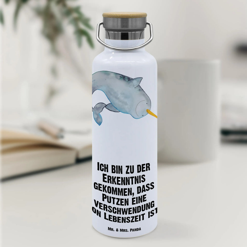 Trinkflasche Narwal Thermosflasche, Isolierflasche, Edelstahl, Trinkflasche, isoliert, Wamrhaltefunktion, Sportflasche, Flasche zum Sport, Sportlerflasche, Meerestiere, Meer, Urlaub, Narwal, Wal, Putzen, Hausfrau, Junggesellin, aufräumen, Kinderzimmer