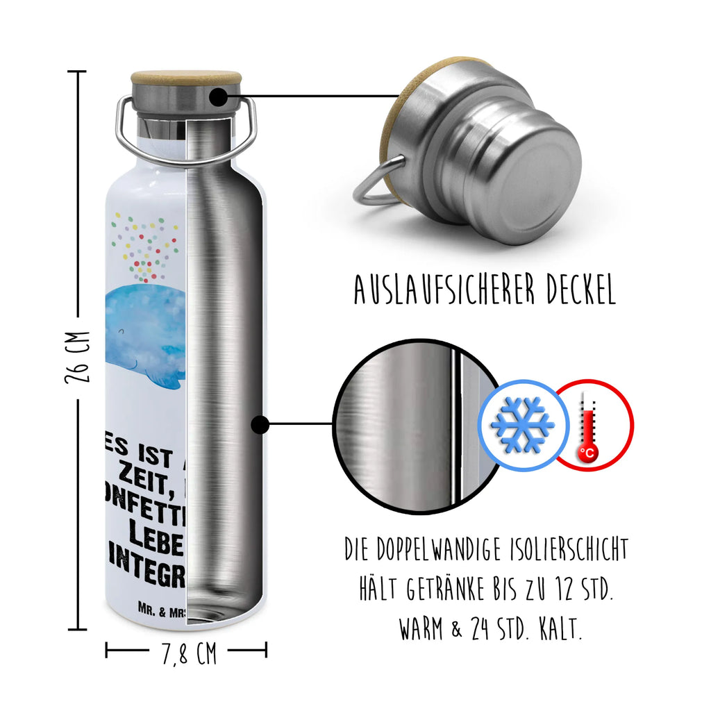 Trinkflasche Wal Konfetti Thermosflasche, Isolierflasche, Edelstahl, Trinkflasche, isoliert, Wamrhaltefunktion, Sportflasche, Flasche zum Sport, Sportlerflasche, Meerestiere, Meer, Urlaub, Wal, Konfetti, Wale, Motivation, Neuanfang, Trennung, Diät, Abnehmen, Neustart, Lebensabschnitt, Geburtstag