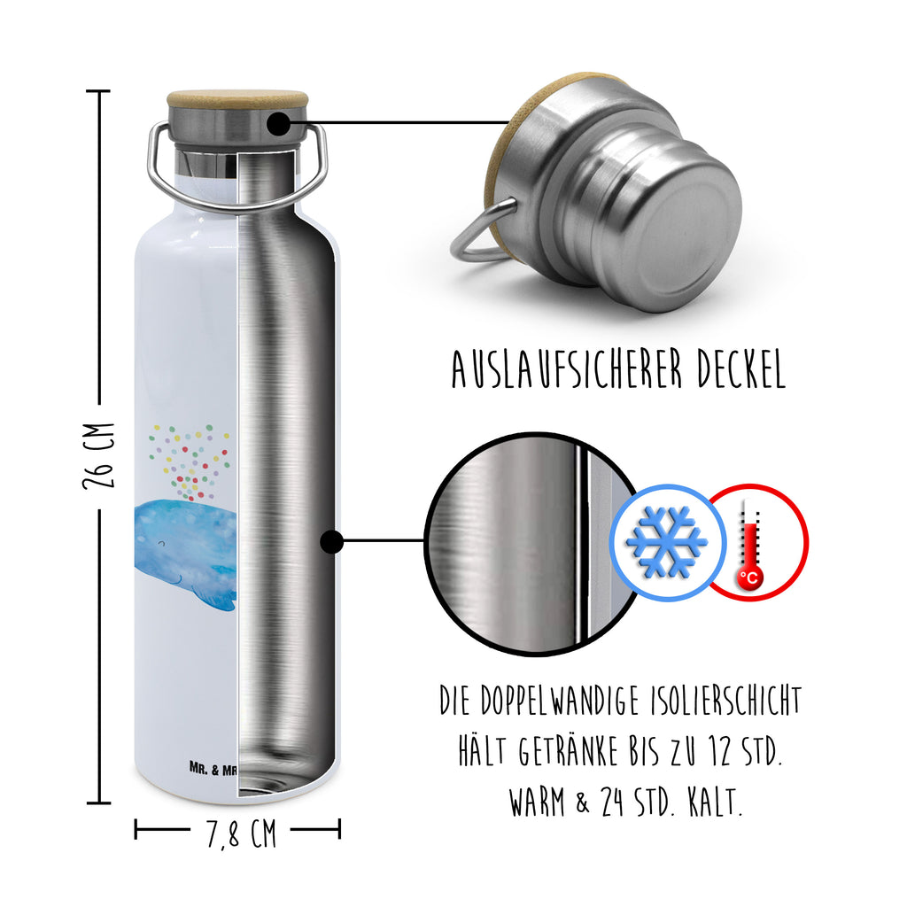 Trinkflasche Wal Konfetti Thermosflasche, Isolierflasche, Edelstahl, Trinkflasche, isoliert, Wamrhaltefunktion, Sportflasche, Flasche zum Sport, Sportlerflasche, Meerestiere, Meer, Urlaub, Wal, Konfetti, Wale, Motivation, Neuanfang, Trennung, Diät, Abnehmen, Neustart, Lebensabschnitt, Geburtstag