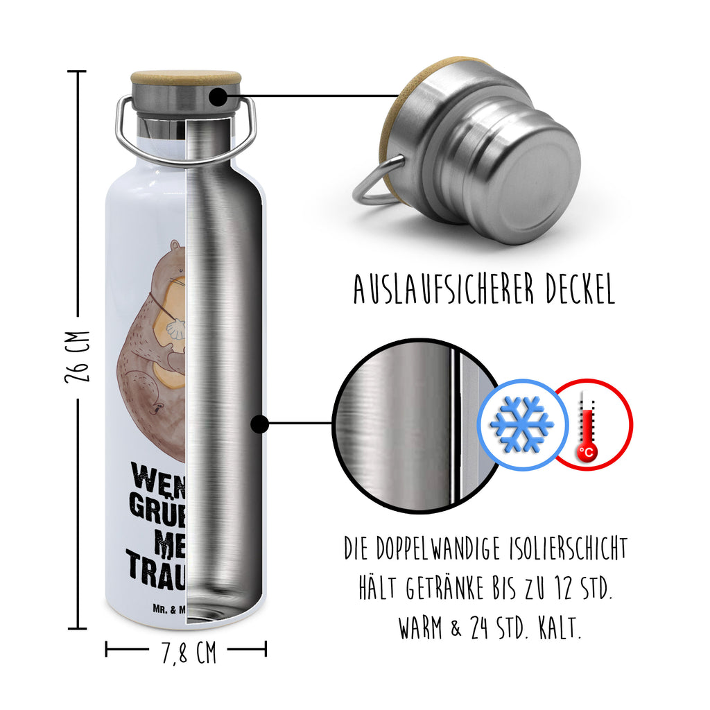 Trinkflasche Otter Muschel Thermosflasche, Isolierflasche, Edelstahl, Trinkflasche, isoliert, Wamrhaltefunktion, Sportflasche, Flasche zum Sport, Sportlerflasche, Otter, Fischotter, Seeotter, Otterliebe, grübeln, träumen, Motivation, Tagträumen, Büro