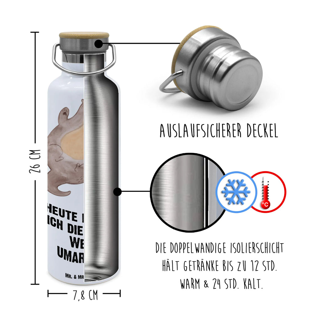 Trinkflasche Otter Umarmen Thermosflasche, Isolierflasche, Edelstahl, Trinkflasche, isoliert, Wamrhaltefunktion, Sportflasche, Flasche zum Sport, Sportlerflasche, Otter, Fischotter, Seeotter, Otter Seeotter See Otter