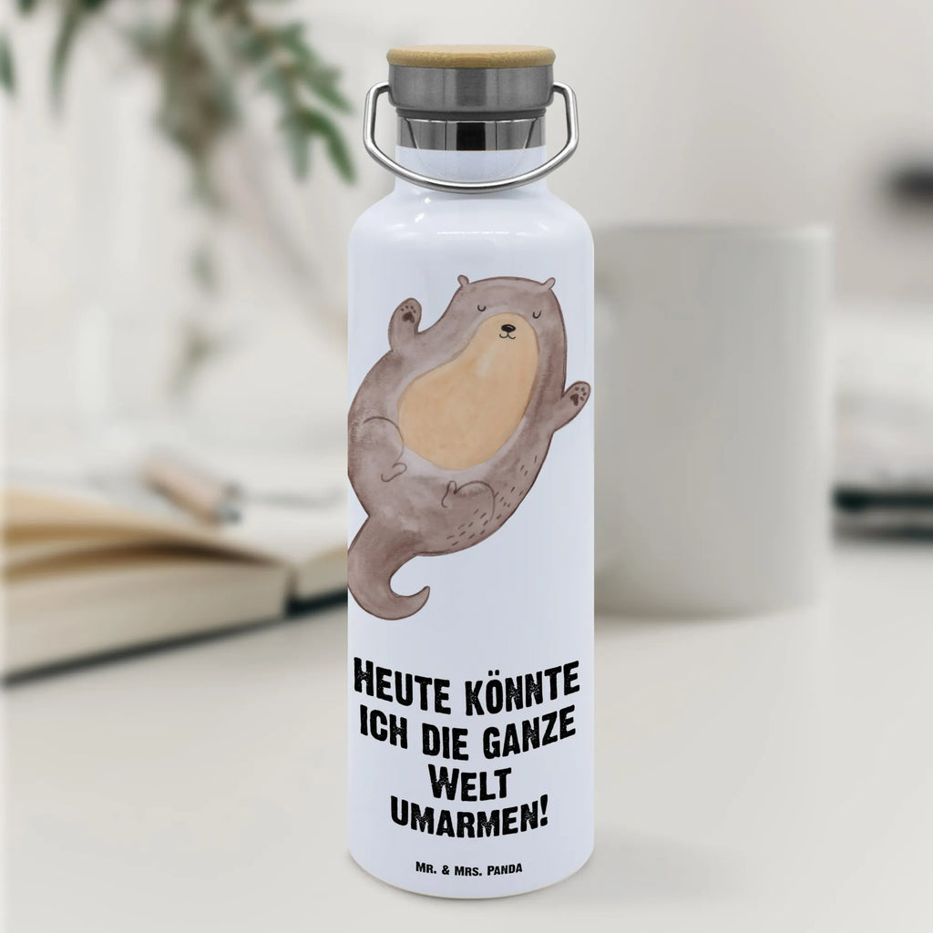 Trinkflasche Otter Umarmen Thermosflasche, Isolierflasche, Edelstahl, Trinkflasche, isoliert, Wamrhaltefunktion, Sportflasche, Flasche zum Sport, Sportlerflasche, Otter, Fischotter, Seeotter, Otter Seeotter See Otter