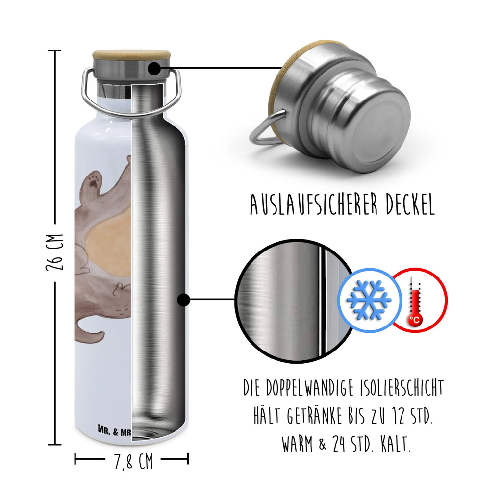 Trinkflasche Otter Umarmen Thermosflasche, Isolierflasche, Edelstahl, Trinkflasche, isoliert, Wamrhaltefunktion, Sportflasche, Flasche zum Sport, Sportlerflasche, Otter, Fischotter, Seeotter, Otter Seeotter See Otter