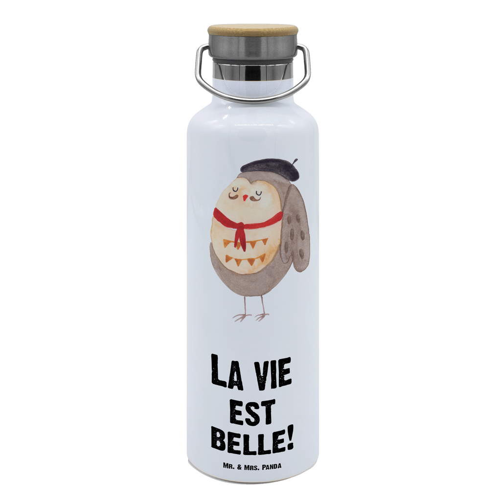 Trinkflasche Eule Frankreich Thermosflasche, Isolierflasche, Edelstahl, Trinkflasche, isoliert, Wamrhaltefunktion, Sportflasche, Flasche zum Sport, Sportlerflasche, Eule, Eulen, Eule Deko, Owl, hibou, La vie est belle, das Leben ist schön, Spruch schön, Spruch Französisch, Frankreich