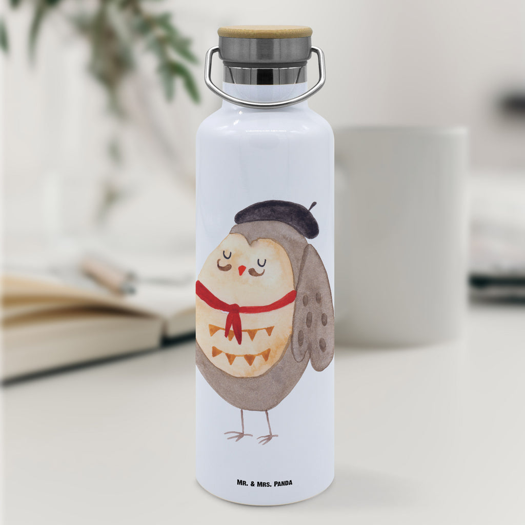 Trinkflasche Eule Frankreich Thermosflasche, Isolierflasche, Edelstahl, Trinkflasche, isoliert, Wamrhaltefunktion, Sportflasche, Flasche zum Sport, Sportlerflasche, Eule, Eulen, Eule Deko, Owl, hibou, La vie est belle, das Leben ist schön, Spruch schön, Spruch Französisch, Frankreich