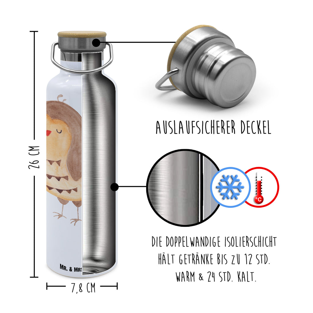 Trinkflasche Eule Zufrieden Thermosflasche, Isolierflasche, Edelstahl, Trinkflasche, isoliert, Wamrhaltefunktion, Sportflasche, Flasche zum Sport, Sportlerflasche, Eule, Eule Spruch, Eule deko, Owl, Liebe Spruch, Romantisch, Wortspiel lustig, Spruch schön, Geschenk Hochzeitstag