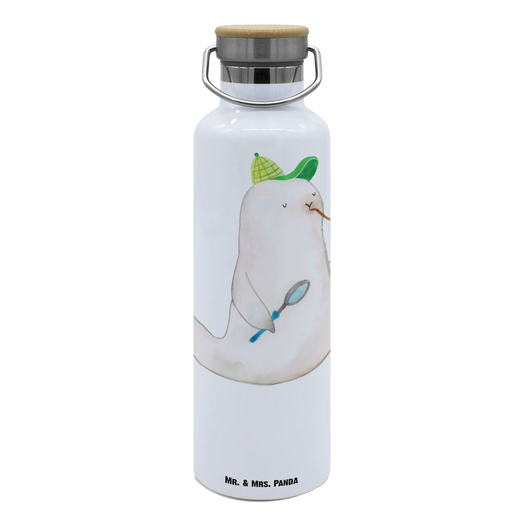 Trinkflasche Robbe Sherlock Thermosflasche, Isolierflasche, Edelstahl, Trinkflasche, isoliert, Wamrhaltefunktion, Sportflasche, Flasche zum Sport, Sportlerflasche, Tiermotive, Gute Laune, lustige Sprüche, Tiere