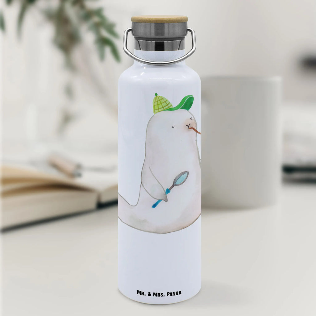 Trinkflasche Robbe Sherlock Thermosflasche, Isolierflasche, Edelstahl, Trinkflasche, isoliert, Wamrhaltefunktion, Sportflasche, Flasche zum Sport, Sportlerflasche, Tiermotive, Gute Laune, lustige Sprüche, Tiere