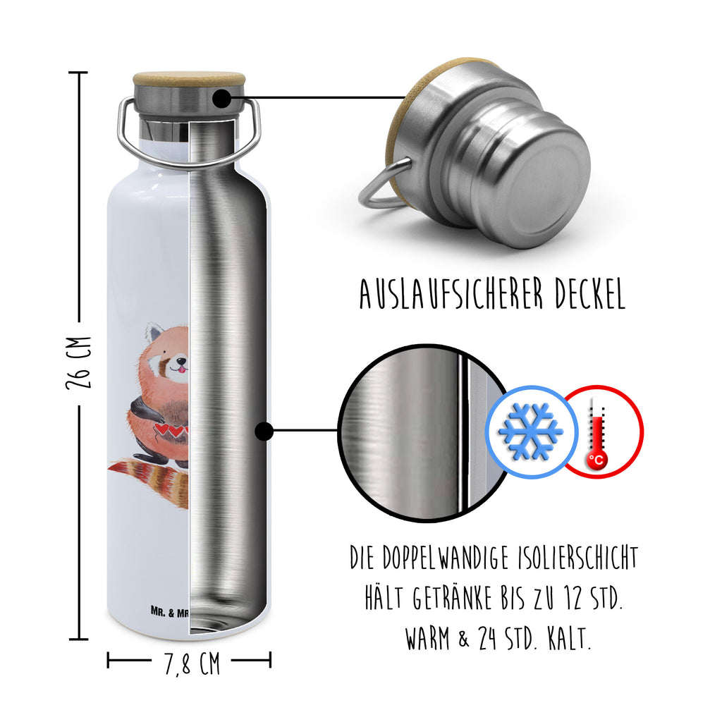 Trinkflasche Roter Panda Thermosflasche, Isolierflasche, Edelstahl, Trinkflasche, isoliert, Wamrhaltefunktion, Sportflasche, Flasche zum Sport, Sportlerflasche, Tiermotive, Gute Laune, lustige Sprüche, Tiere, Panda, Liebe, Rot, Herz, Liebling, Lieblingsmensch