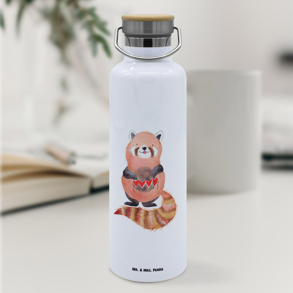 Trinkflasche Roter Panda Thermosflasche, Isolierflasche, Edelstahl, Trinkflasche, isoliert, Wamrhaltefunktion, Sportflasche, Flasche zum Sport, Sportlerflasche, Tiermotive, Gute Laune, lustige Sprüche, Tiere, Panda, Liebe, Rot, Herz, Liebling, Lieblingsmensch