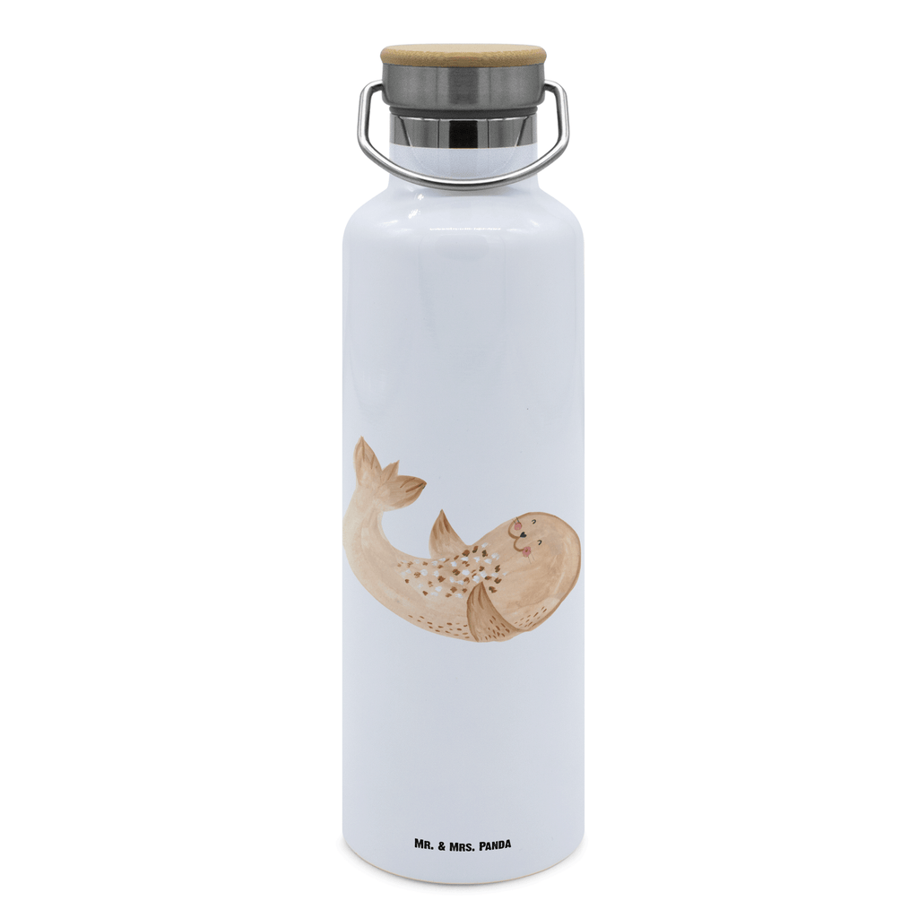 Trinkflasche Robbe Liegen Thermosflasche, Isolierflasche, Edelstahl, Trinkflasche, isoliert, Wamrhaltefunktion, Sportflasche, Flasche zum Sport, Sportlerflasche, Tiermotive, Gute Laune, lustige Sprüche, Tiere, Robbe, Robben, Seehund, Strand, Meerestier, Ostsee, Nordsee, Lachen, Freude