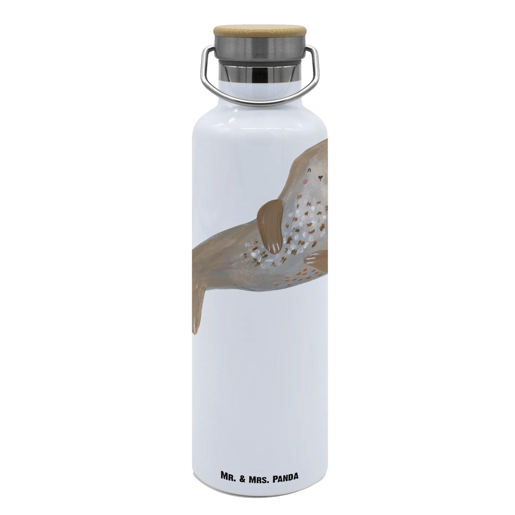 Trinkflasche Robbe Lachen Thermosflasche, Isolierflasche, Edelstahl, Trinkflasche, isoliert, Wamrhaltefunktion, Sportflasche, Flasche zum Sport, Sportlerflasche, Tiermotive, Gute Laune, lustige Sprüche, Tiere, Robbe, Robben, Seehund, Strand, Meerestier, Ostsee, Nordsee