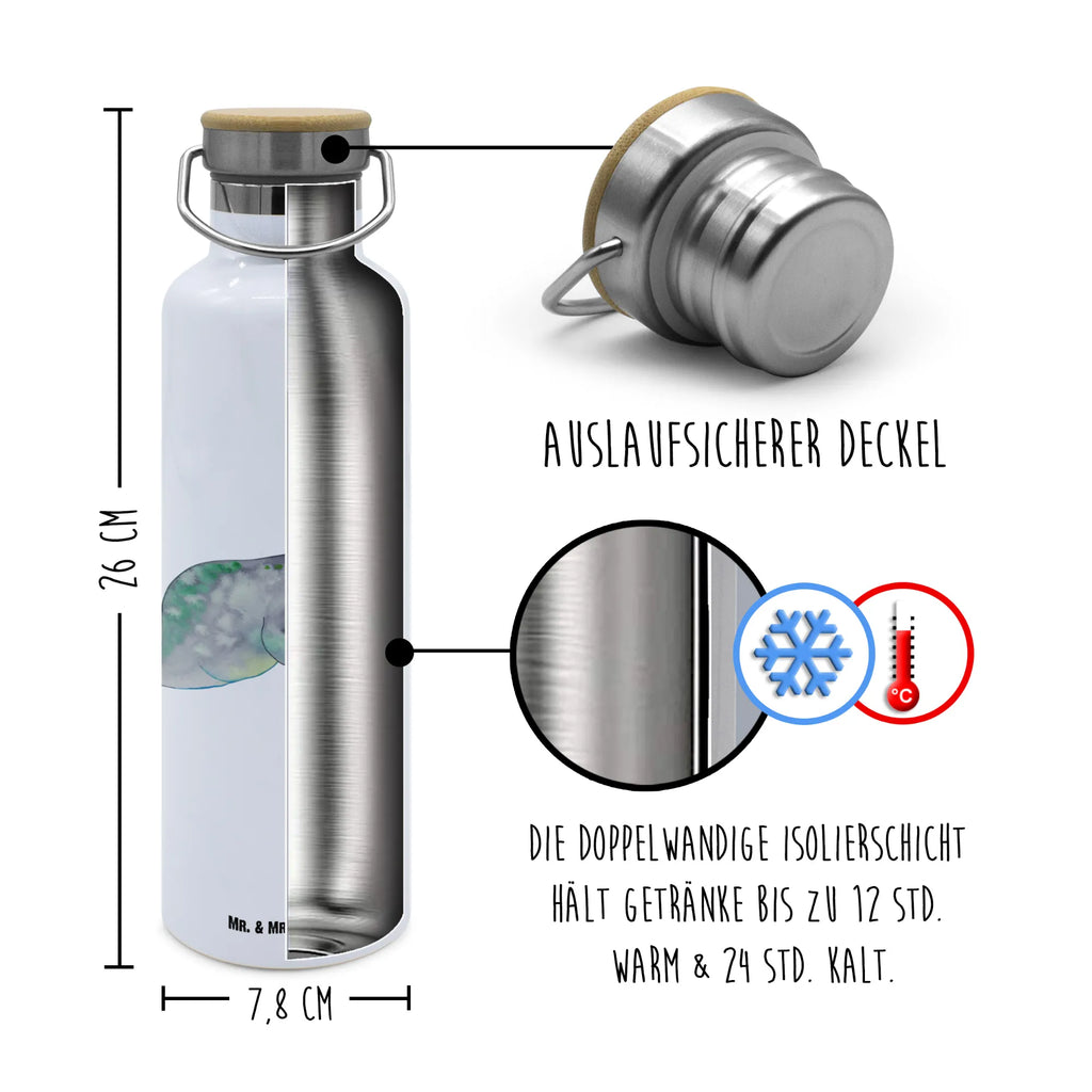 Trinkflasche Seekuh Chillen Thermosflasche, Isolierflasche, Edelstahl, Trinkflasche, isoliert, Wamrhaltefunktion, Sportflasche, Flasche zum Sport, Sportlerflasche, Meerestiere, Meer, Urlaub, Seekuh, Seekühe, Diät, Abnehmen, Zucker, Diätwahn, Essen, Süßigkeiten