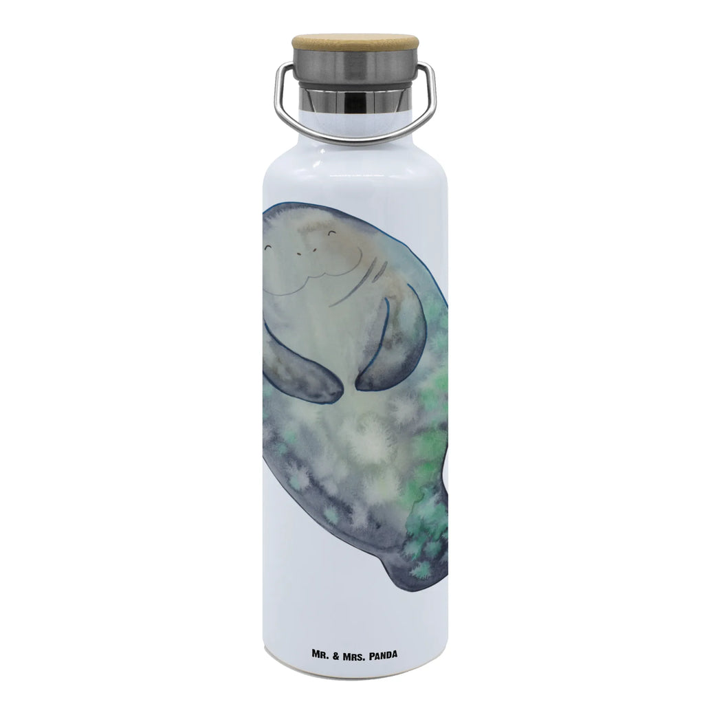 Trinkflasche Seekuh Happy Thermosflasche, Isolierflasche, Edelstahl, Trinkflasche, isoliert, Wamrhaltefunktion, Sportflasche, Flasche zum Sport, Sportlerflasche, Meerestiere, Meer, Urlaub, Seekuh, Seekühe, Selbstliebe, Respekt, Neuanfang, Neustart, Achtsamkeit, Zufrieden, Liebeskummer, Freundin