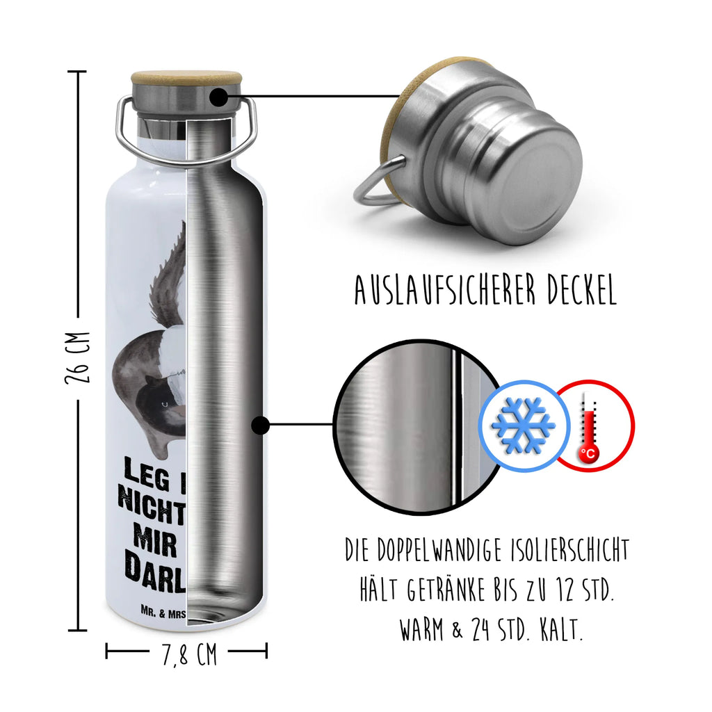 Trinkflasche Stinktier Angriff Thermosflasche, Isolierflasche, Edelstahl, Trinkflasche, isoliert, Wamrhaltefunktion, Sportflasche, Flasche zum Sport, Sportlerflasche, Stinktier, Skunk, Wildtier, Raubtier, Stinker, Stinki, wütend, Drohung