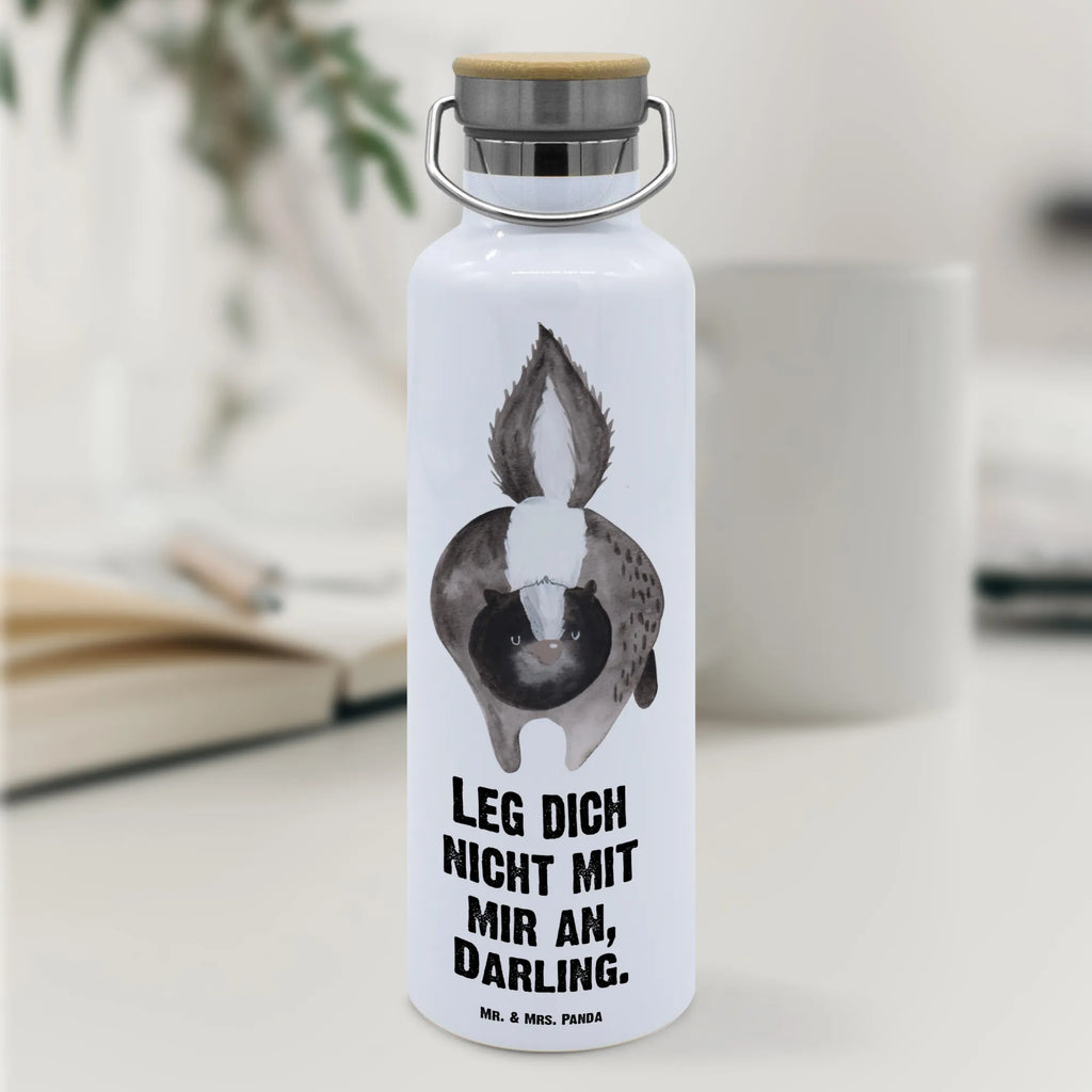 Trinkflasche Stinktier Angriff Thermosflasche, Isolierflasche, Edelstahl, Trinkflasche, isoliert, Wamrhaltefunktion, Sportflasche, Flasche zum Sport, Sportlerflasche, Stinktier, Skunk, Wildtier, Raubtier, Stinker, Stinki, wütend, Drohung