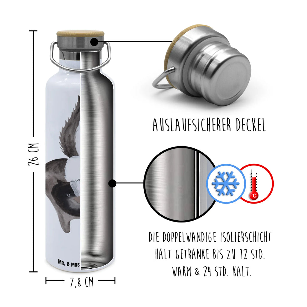 Trinkflasche Stinktier Angriff Thermosflasche, Isolierflasche, Edelstahl, Trinkflasche, isoliert, Wamrhaltefunktion, Sportflasche, Flasche zum Sport, Sportlerflasche, Stinktier, Skunk, Wildtier, Raubtier, Stinker, Stinki, wütend, Drohung