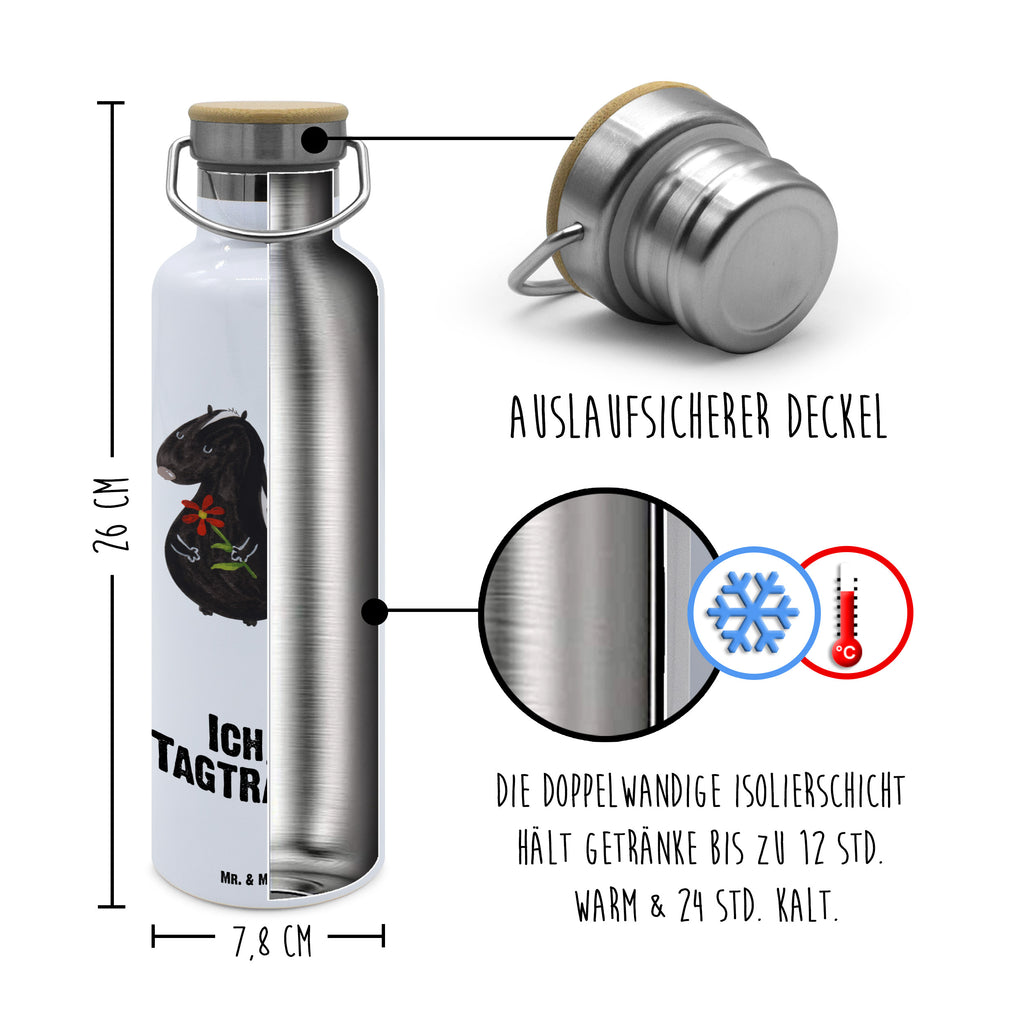 Trinkflasche Stinktier Blume Thermosflasche, Isolierflasche, Edelstahl, Trinkflasche, isoliert, Wamrhaltefunktion, Sportflasche, Flasche zum Sport, Sportlerflasche, Stinktier, Skunk, Wildtier, Raubtier, Stinker, Stinki, Tagträumer, verträumt, Dreams, Träume