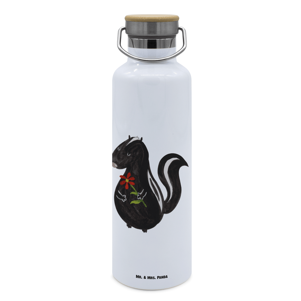 Trinkflasche Stinktier Blume Thermosflasche, Isolierflasche, Edelstahl, Trinkflasche, isoliert, Wamrhaltefunktion, Sportflasche, Flasche zum Sport, Sportlerflasche, Stinktier, Skunk, Wildtier, Raubtier, Stinker, Stinki, Tagträumer, verträumt, Dreams, Träume