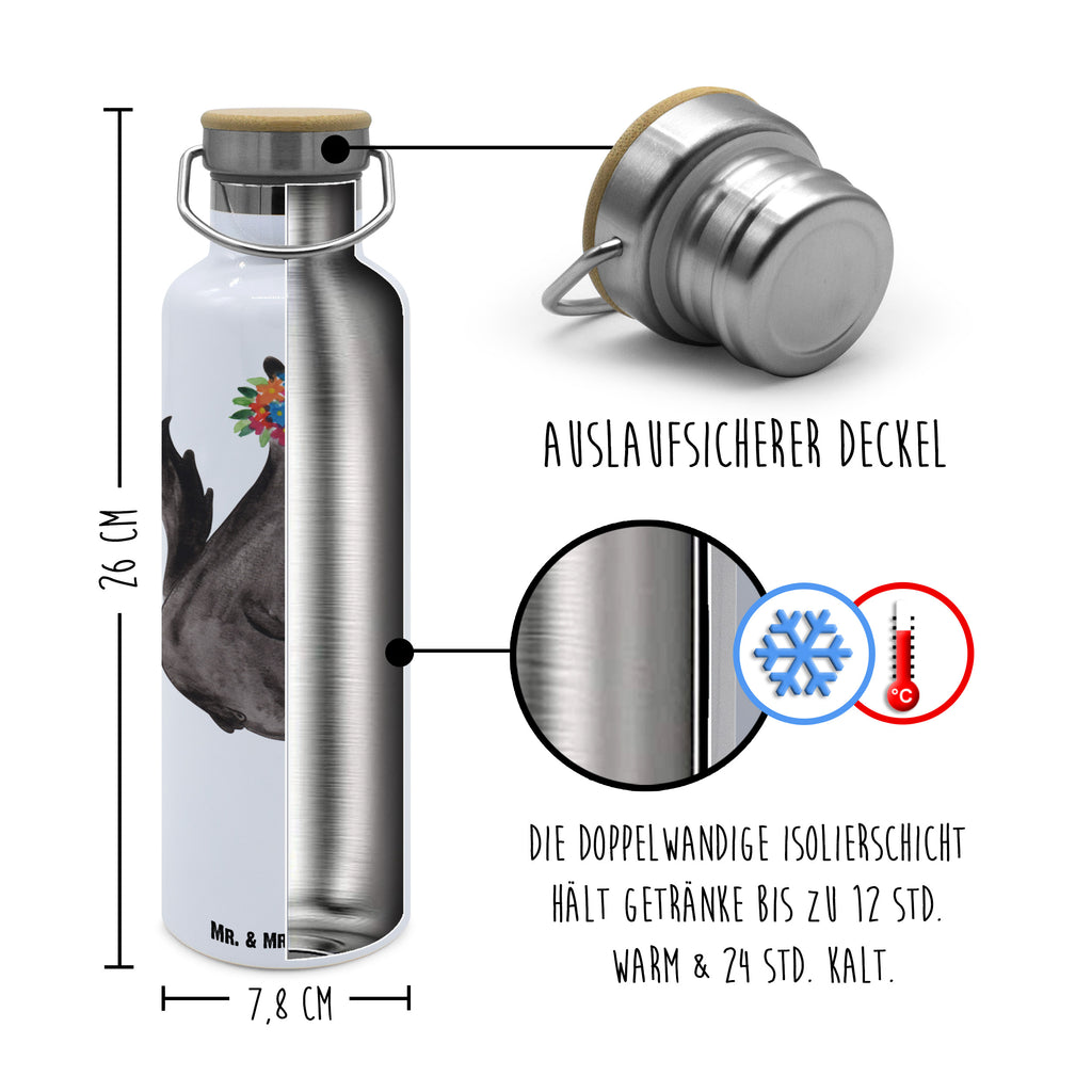 Trinkflasche Stinktier Mädchen Thermosflasche, Isolierflasche, Edelstahl, Trinkflasche, isoliert, Wamrhaltefunktion, Sportflasche, Flasche zum Sport, Sportlerflasche, Stinktier, Skunk, Wildtier, Raubtier, Stinker, Stinki, Yoga, Namaste, Lebe, Liebe, Lache