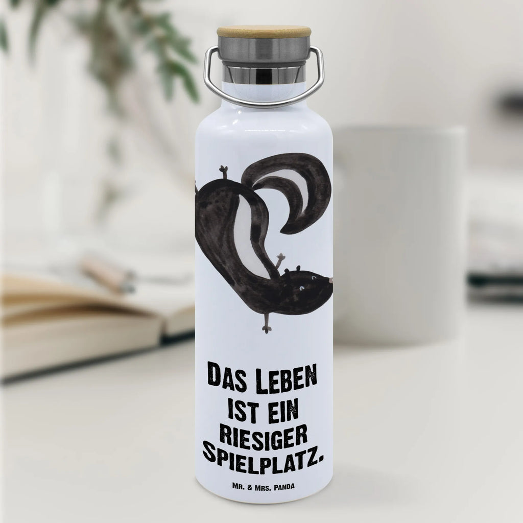 Trinkflasche Stinktier Handstand Thermosflasche, Isolierflasche, Edelstahl, Trinkflasche, isoliert, Wamrhaltefunktion, Sportflasche, Flasche zum Sport, Sportlerflasche, Stinktier, Skunk, Wildtier, Raubtier, Stinker, Stinki, Spielplatz, verpielt, Kind