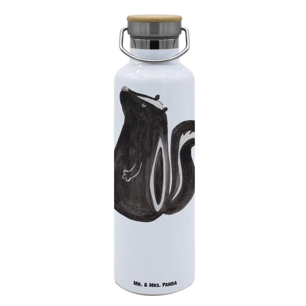 Trinkflasche Stinktier Sitzen Thermosflasche, Isolierflasche, Edelstahl, Trinkflasche, isoliert, Wamrhaltefunktion, Sportflasche, Flasche zum Sport, Sportlerflasche, Stinktier, Skunk, Wildtier, Raubtier, Stinker, Stinki, Spruch, Büro, Recht, Besserwisser