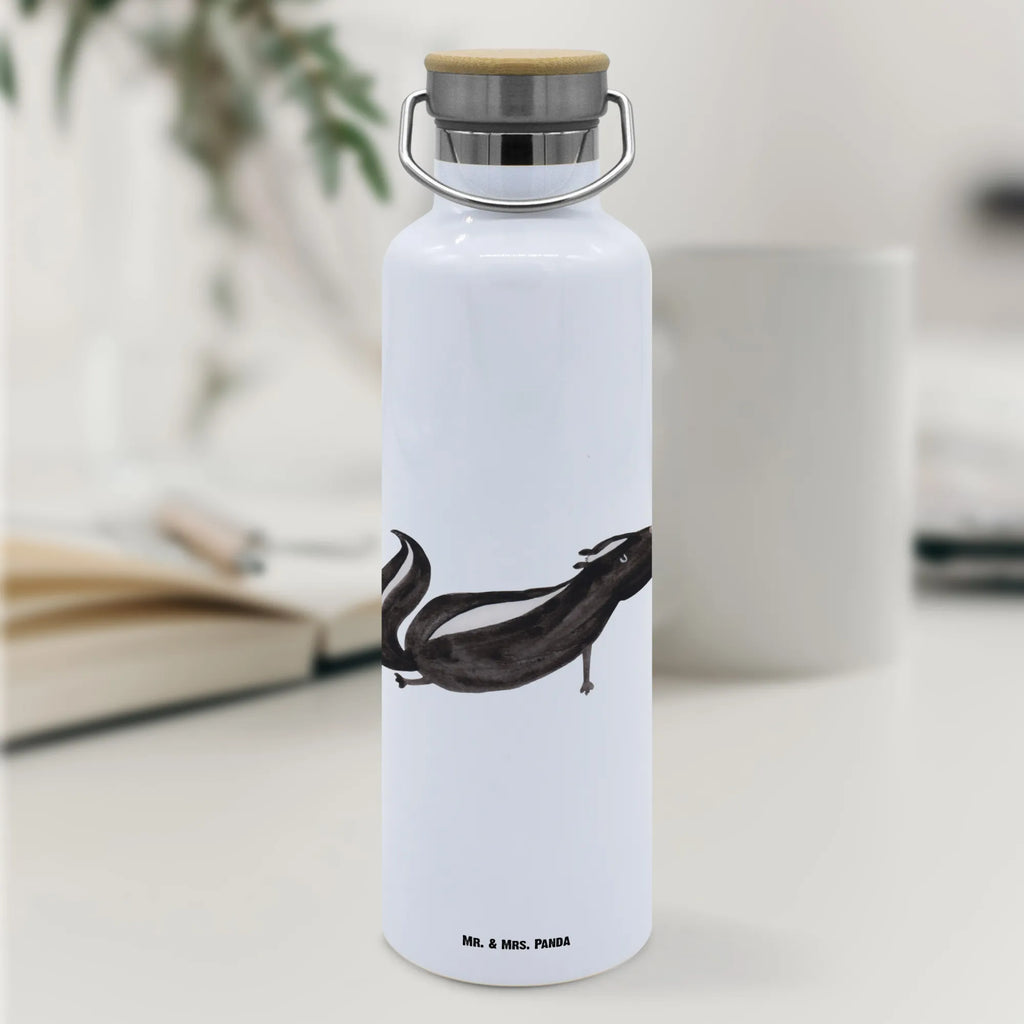 Trinkflasche Stinktier Yoga Thermosflasche, Isolierflasche, Edelstahl, Trinkflasche, isoliert, Wamrhaltefunktion, Sportflasche, Flasche zum Sport, Sportlerflasche, Stinktier, Skunk, Wildtier, Raubtier, Stinker, Stinki, Yoga, Namaste, Lebe, Liebe, Lache