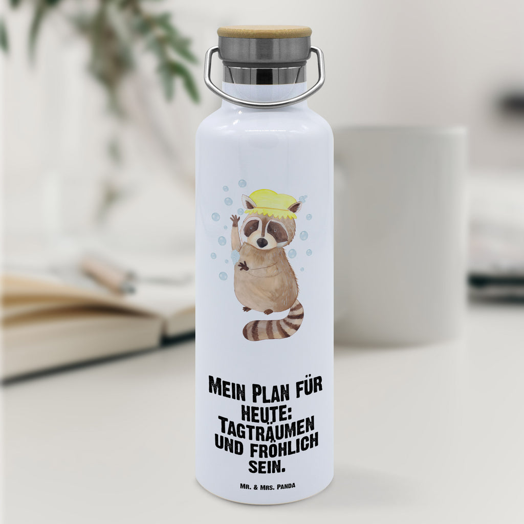 Trinkflasche Waschbär Thermosflasche, Isolierflasche, Edelstahl, Trinkflasche, isoliert, Wamrhaltefunktion, Sportflasche, Flasche zum Sport, Sportlerflasche, Tiermotive, Gute Laune, lustige Sprüche, Tiere, Waschbär, Tagträumen, Plan, Fröhlich, waschen, Seifenblasen