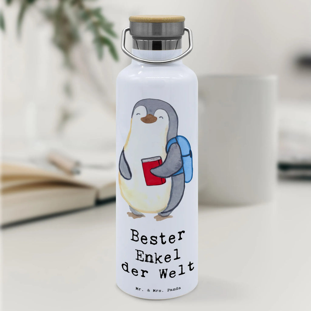 Trinkflasche Pinguin Bester Enkel der Welt Thermosflasche, Isolierflasche, Edelstahl, Trinkflasche, isoliert, Wamrhaltefunktion, Sportflasche, Flasche zum Sport, Sportlerflasche, für, Dankeschön, Geschenk, Schenken, Geburtstag, Geburtstagsgeschenk, Geschenkidee, Danke, Bedanken, Mitbringsel, Freude machen, Geschenktipp, Enkel, Enkelkind, Enkelsohn, Oma, Opa, Kind von Tochter, Kind von Sohn, Taufe, Großsohn