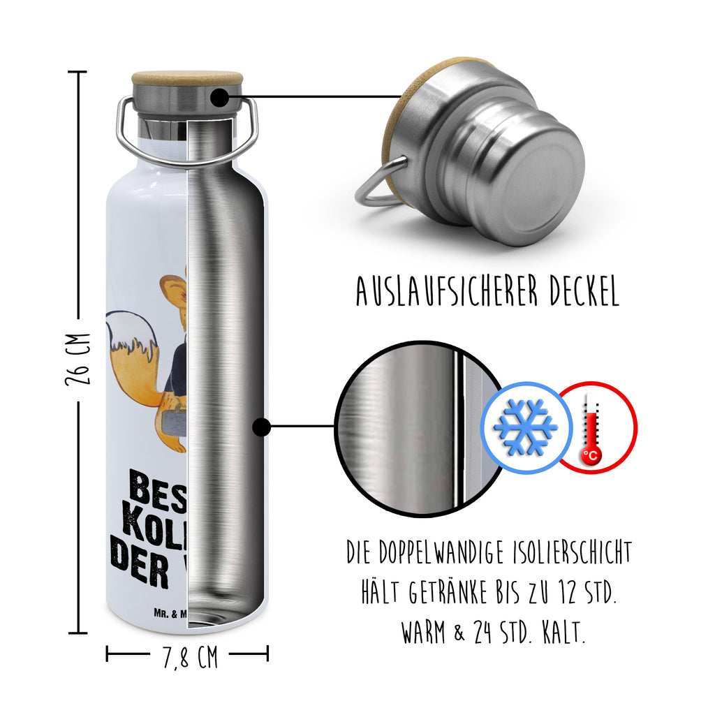 Trinkflasche Fuchs Bester Kollege der Welt Thermosflasche, Isolierflasche, Edelstahl, Trinkflasche, isoliert, Wamrhaltefunktion, Sportflasche, Flasche zum Sport, Sportlerflasche, für, Dankeschön, Geschenk, Schenken, Geburtstag, Geburtstagsgeschenk, Geschenkidee, Danke, Bedanken, Mitbringsel, Freude machen, Geschenktipp, Arbeitskollege, Kollege, Büro, Abschiedsgeschenk, Ruhestand, Arbeit, Mitarbeiter, Berufsgenosse, Beruf