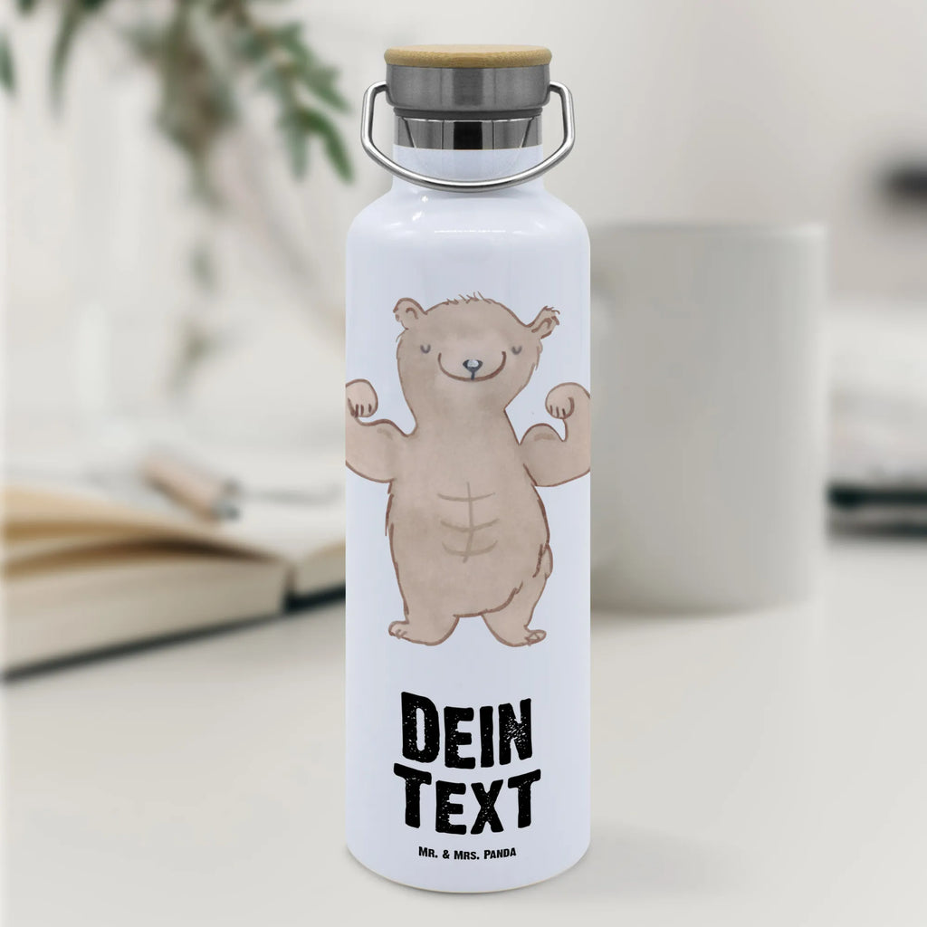 Personalisierte Trinkflasche Bär Bodybuilding Personalisierte Trinkflasche, Trinkflasche mit Namen, Trinkflasche bedrucken, Flasche personalisiert, Trinkflasch mit Aufdruck, Trinkflasche Werbegeschenk, Namensaufdruck Trinkflasche, Sportflasche personalisiert, Trinkflasche Sport, Geschenk, Sport, Sportart, Hobby, Schenken, Danke, Dankeschön, Auszeichnung, Gewinn, Sportler, Bodybuilding, Muskelmasse, Körpergestaltung, Leistungssport