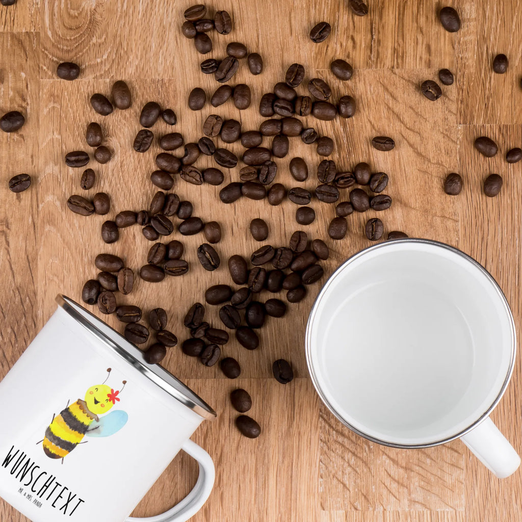 Personalisierte Emaille Tasse Biene Happy Emaille Tasse personalisiert, Emaille Tasse mit Namen, Campingtasse personalisiert, Namenstasse, Campingtasse bedrucken, Campinggeschirr personalsisert, tasse mit namen, personalisierte tassen, personalisierte tasse, tasse selbst gestalten, tasse bedrucken, tassen bedrucken, Biene, Wespe, Hummel