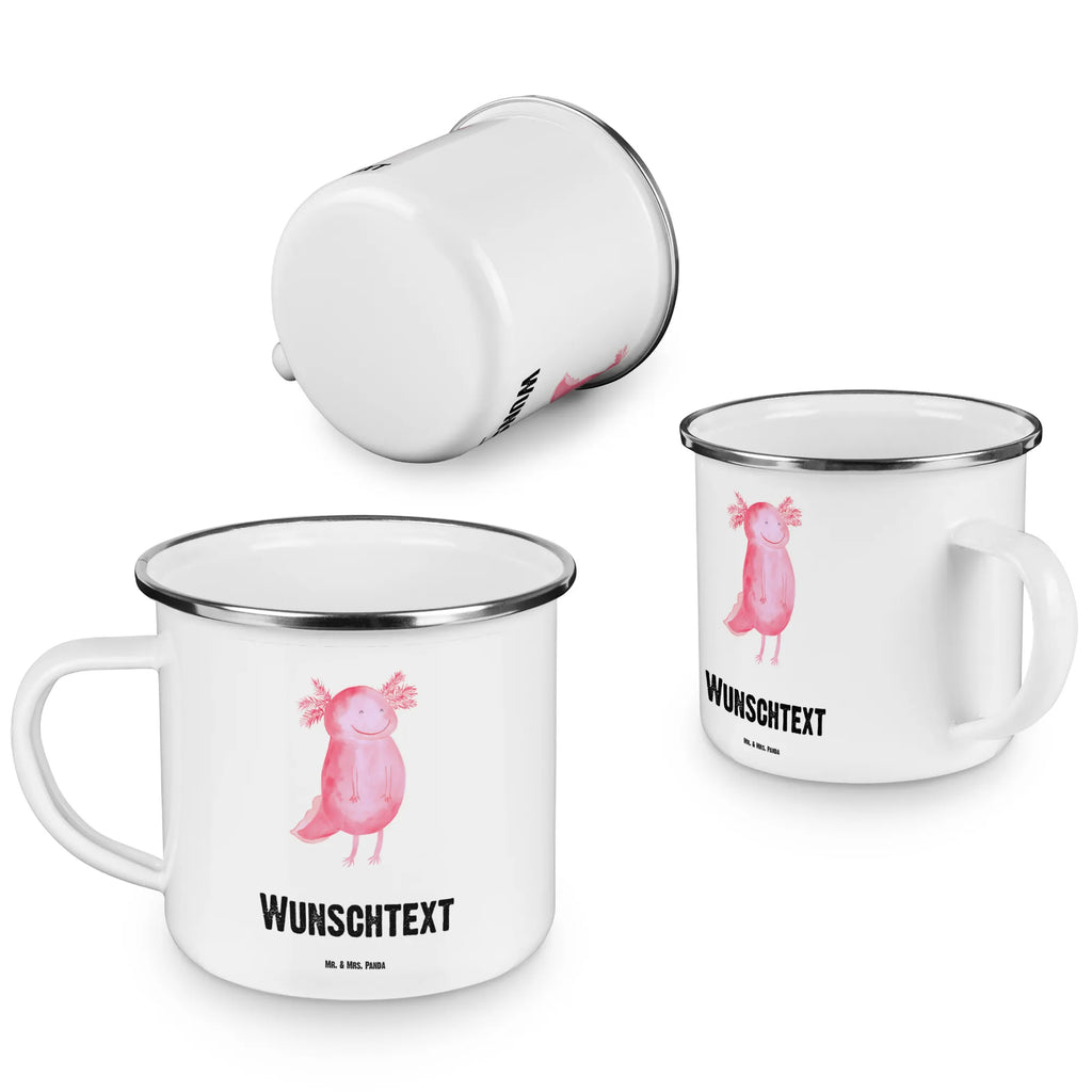 Personalisierte Emaille Tasse Axolotl glücklich Emaille Tasse personalisiert, Emaille Tasse mit Namen, Campingtasse personalisiert, Namenstasse, Campingtasse bedrucken, Campinggeschirr personalsisert, tasse mit namen, personalisierte tassen, personalisierte tasse, tasse selbst gestalten, tasse bedrucken, tassen bedrucken, Axolotl, Molch, Axolot, Schwanzlurch, Lurch, Lurche, Motivation, gute Laune