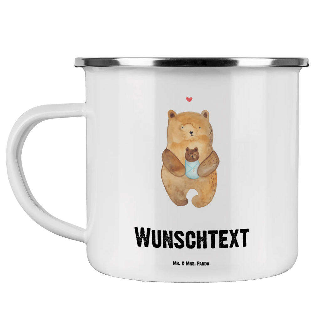 Personalisierte Emaille Tasse Bär mit Baby Emaille Tasse personalisiert, Emaille Tasse mit Namen, Campingtasse personalisiert, Namenstasse, Campingtasse bedrucken, Campinggeschirr personalsisert, tasse mit namen, personalisierte tassen, personalisierte tasse, tasse selbst gestalten, tasse bedrucken, tassen bedrucken, Bär, Teddy, Teddybär, Eltern, Mutter, Baby, Taufe, Geburt, Nichte, Neffe, Enkel, Enkelin, Täufling, Geburtstag, Glückwunsch