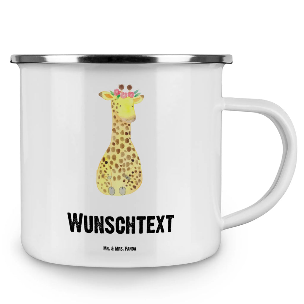 Personalisierte Emaille Tasse Giraffe Blumenkranz Emaille Tasse personalisiert, Emaille Tasse mit Namen, Campingtasse personalisiert, Namenstasse, Campingtasse bedrucken, Campinggeschirr personalsisert, tasse mit namen, personalisierte tassen, personalisierte tasse, tasse selbst gestalten, tasse bedrucken, tassen bedrucken, Afrika, Wildtiere, Giraffe, Blumenkranz, Abenteurer, Selbstliebe, Freundin