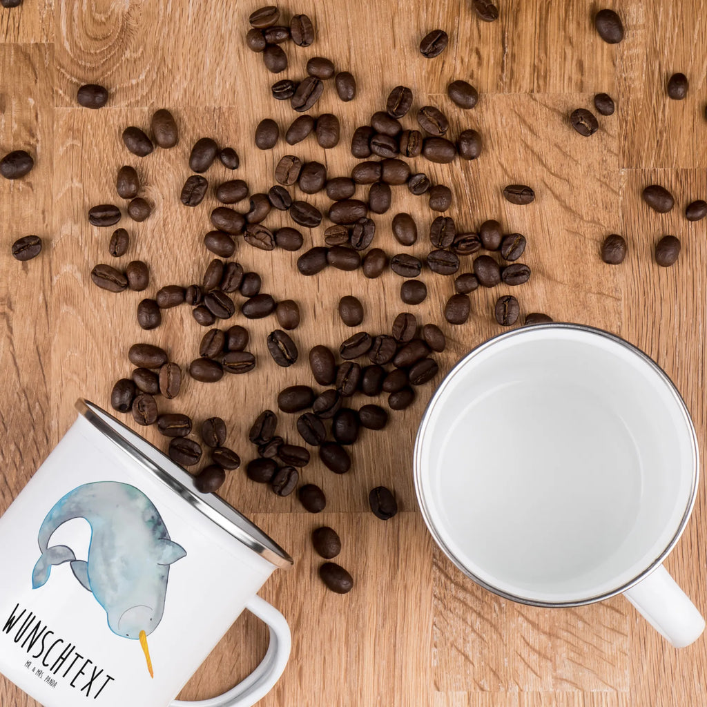 Personalisierte Emaille Tasse Narwal Emaille Tasse personalisiert, Emaille Tasse mit Namen, Campingtasse personalisiert, Namenstasse, Campingtasse bedrucken, Campinggeschirr personalsisert, tasse mit namen, personalisierte tassen, personalisierte tasse, tasse selbst gestalten, tasse bedrucken, tassen bedrucken, Meerestiere, Meer, Urlaub, Narwal, Wal, Putzen, Hausfrau, Junggesellin, aufräumen, Kinderzimmer