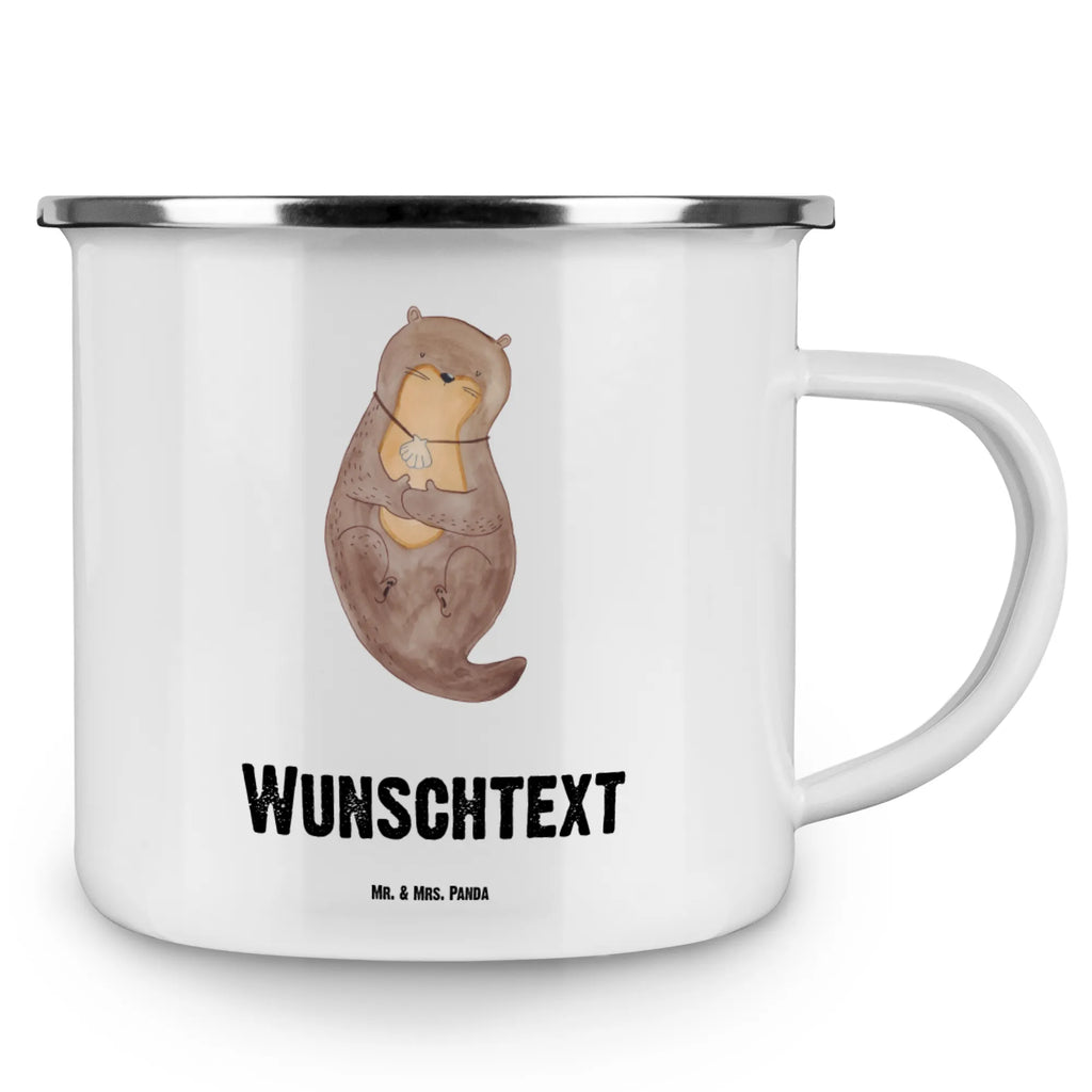 Personalisierte Emaille Tasse Otter mit Muschelmedaillon Emaille Tasse personalisiert, Emaille Tasse mit Namen, Campingtasse personalisiert, Namenstasse, Campingtasse bedrucken, Campinggeschirr personalsisert, tasse mit namen, personalisierte tassen, personalisierte tasse, tasse selbst gestalten, tasse bedrucken, tassen bedrucken, Otter, Fischotter, Seeotter, Otterliebe, grübeln, träumen, Motivation, Tagträumen, Büro