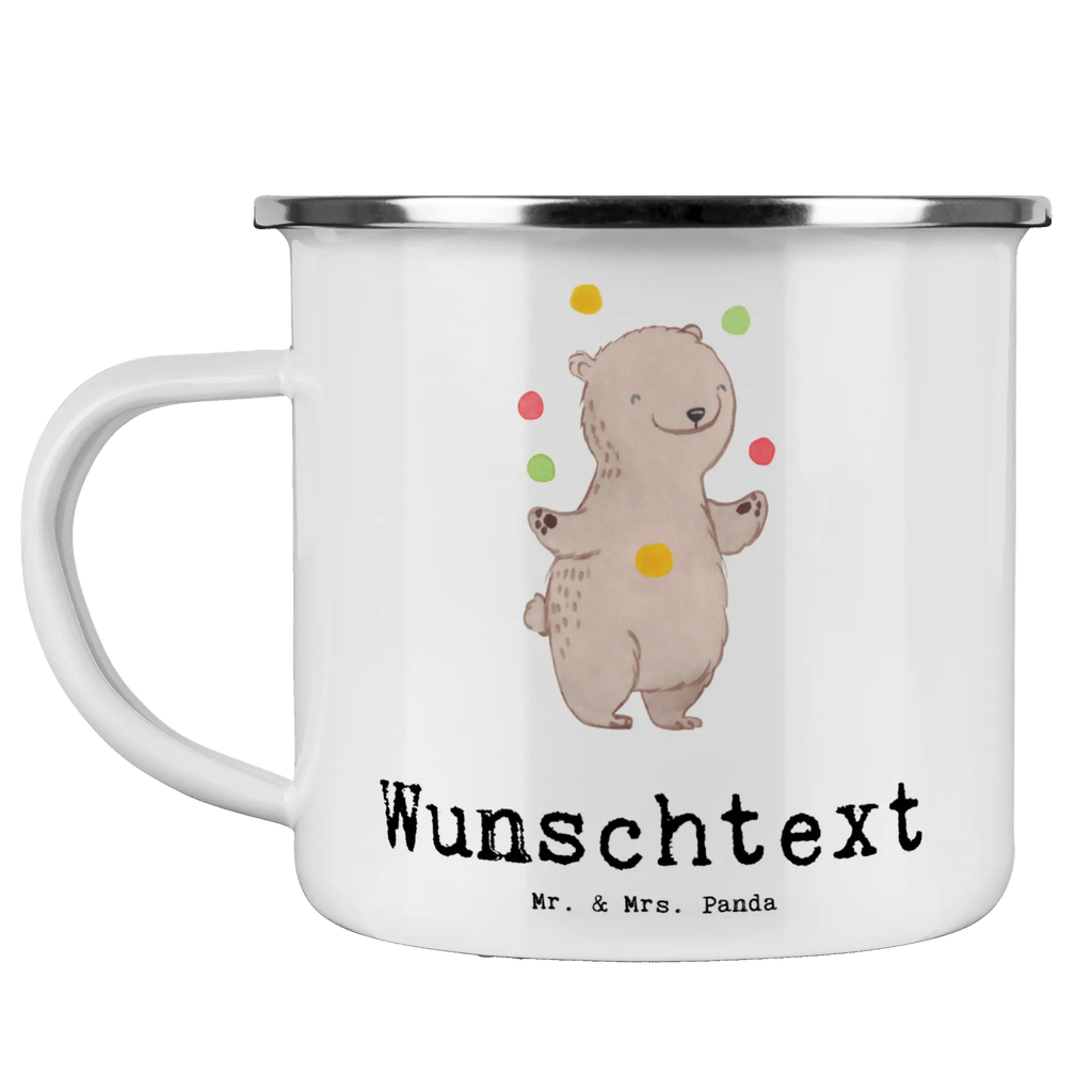 Personalisierte Emaille Tasse Bär Jonglieren Emaille Tasse personalisiert, Emaille Tasse mit Namen, Campingtasse personalisiert, Namenstasse, Campingtasse bedrucken, Campinggeschirr personalsisert, tasse mit namen, personalisierte tassen, personalisierte tasse, tasse selbst gestalten, tasse bedrucken, tassen bedrucken, Geschenk, Sport, Sportart, Hobby, Schenken, Danke, Dankeschön, Auszeichnung, Gewinn, Sportler, Jonglieren, Jongleur, Zirkus, Artistik