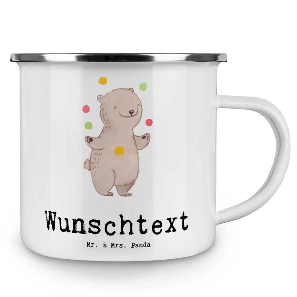 Personalisierte Emaille Tasse Bär Jonglieren Emaille Tasse personalisiert, Emaille Tasse mit Namen, Campingtasse personalisiert, Namenstasse, Campingtasse bedrucken, Campinggeschirr personalsisert, tasse mit namen, personalisierte tassen, personalisierte tasse, tasse selbst gestalten, tasse bedrucken, tassen bedrucken, Geschenk, Sport, Sportart, Hobby, Schenken, Danke, Dankeschön, Auszeichnung, Gewinn, Sportler, Jonglieren, Jongleur, Zirkus, Artistik