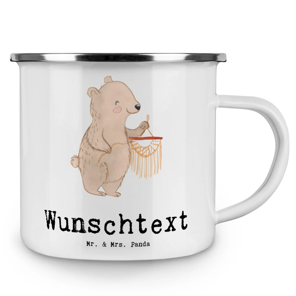 Personalisierte Emaille Tasse Bär Makramee Emaille Tasse personalisiert, Emaille Tasse mit Namen, Campingtasse personalisiert, Namenstasse, Campingtasse bedrucken, Campinggeschirr personalsisert, tasse mit namen, personalisierte tassen, personalisierte tasse, tasse selbst gestalten, tasse bedrucken, tassen bedrucken, Geschenk, Sport, Sportart, Hobby, Schenken, Danke, Dankeschön, Auszeichnung, Gewinn, Sportler, Makramee, Basteln, Basteln mit Makramee