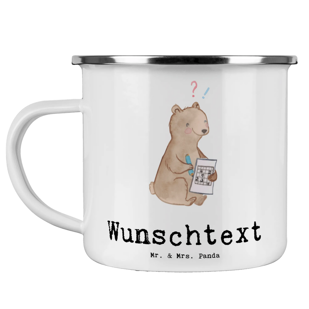 Personalisierte Emaille Tasse Bär Rätsel lösen Emaille Tasse personalisiert, Emaille Tasse mit Namen, Campingtasse personalisiert, Namenstasse, Campingtasse bedrucken, Campinggeschirr personalsisert, tasse mit namen, personalisierte tassen, personalisierte tasse, tasse selbst gestalten, tasse bedrucken, tassen bedrucken, Geschenk, Sport, Sportart, Hobby, Schenken, Danke, Dankeschön, Auszeichnung, Gewinn, Sportler, Rätsel lösen, Kreuzworträtsel lösen, Knobeln, Gedächtnistraining, Gedächtnissport