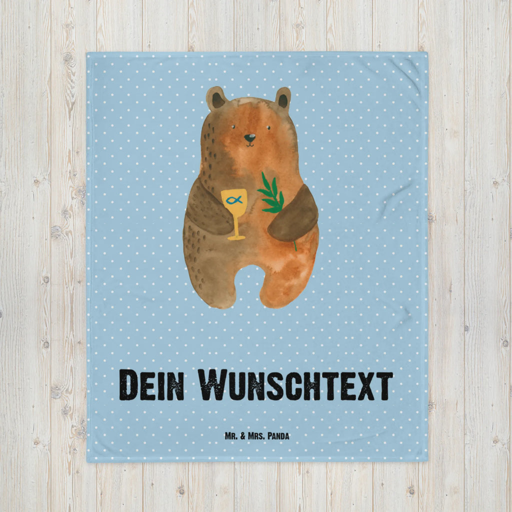 Babydecke mit Namen Konfirmation-Bär Babdyecke personalisiert, Babydecke mit Namen, Babydecke bedrucken, Babygeschenk personalisiet, Babygeschenk mit Namen, Krabbeldecke mit Namen, Krabbeldecke personalisiert, Bär, Teddy, Teddybär, Konfirmation, Kirche, evangelisch, Gottesdienst