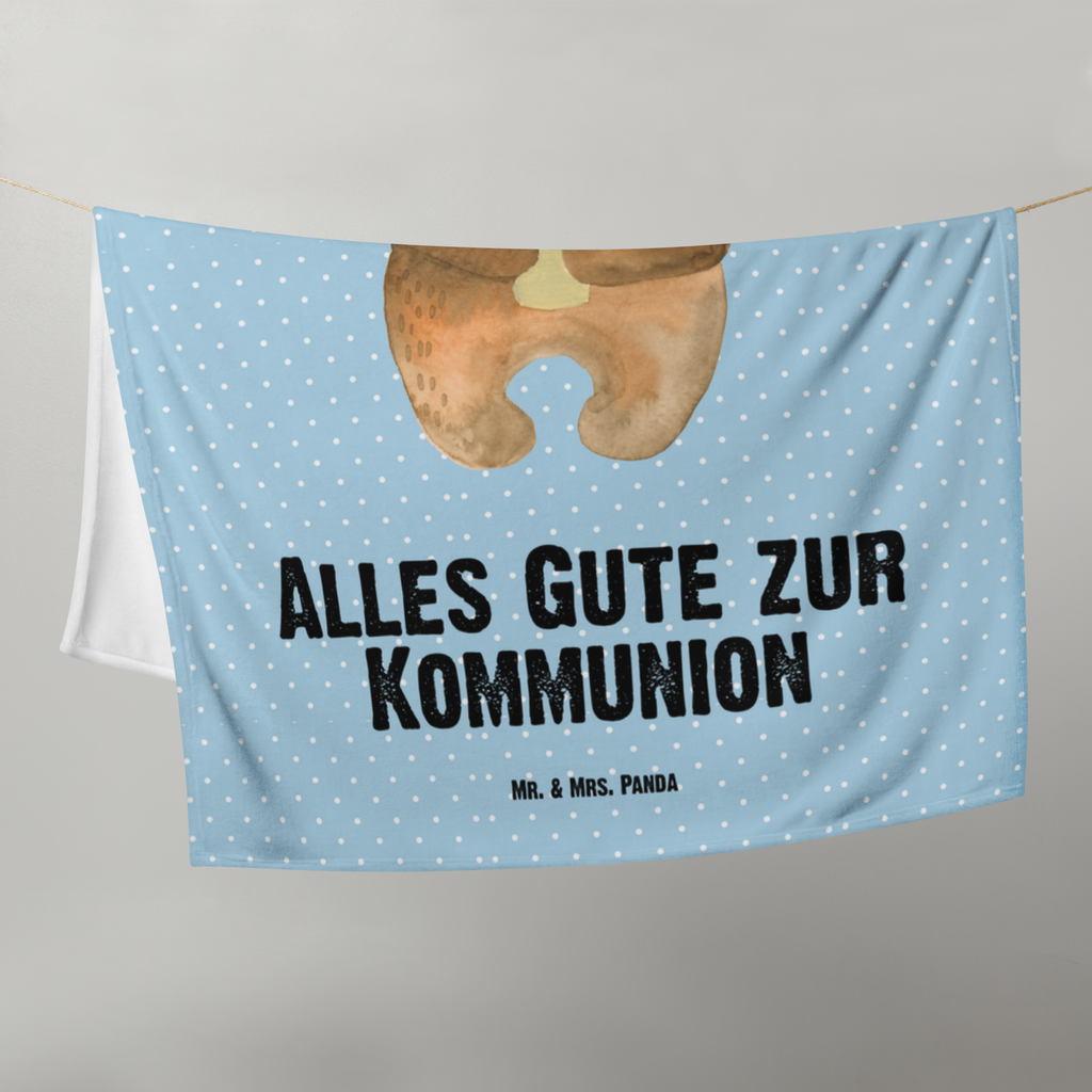 Babydecke Bär Kommunion Babydecke, Babygeschenk, Geschenk Geburt, Babyecke Kuscheldecke, Krabbeldecke, Bär, Teddy, Teddybär, Kommunion, Gottes Segen, Taufkerze, katholisch